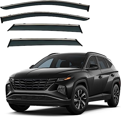 LINCYS 4 Stück Autofenster Windabweiser für Hyundai Tucson (verlängern) MK4/NX4 2021 2022 2023, Seitenfenster Regenabweiser Beschlagfrei Beschattung Deflektor Augenbrauen Dekoration Zubehör