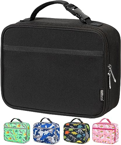 HOMESPON Insulated Kids Lunch Bag Thermal Meal Prep Tote School Lunch Box for Boys Girls (Black)