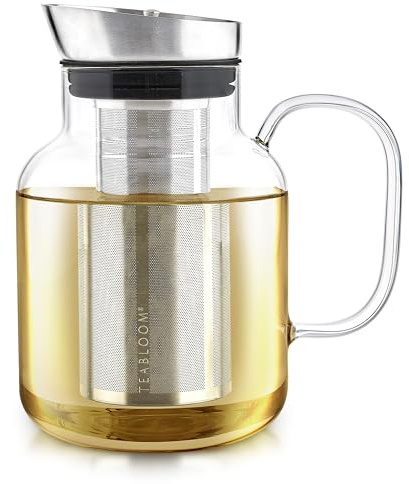 Teabloom Multi-Brew Glass Teapot + Kettle + Pitcher (51 OZ / 1.5 L) – Brew and Serve Hot Tea, Iced Tea, Cold Brew Tea and Fruit Infused Water – Legacy Tea Maker