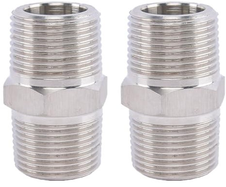 BZKSER 2 Stück Duschschlauch Adapter - Wellrohr Verlängerung 1/2 Zoll Edelstahl,Verbinder Verlängerung Adapter Nippelmuffe Fitting Nippel, Doppelnippel Verbinder für Rohranschluss