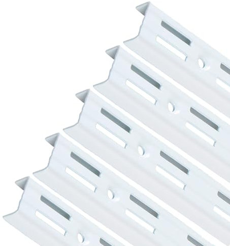 PRIOstahl Wandschienen für Regalträger - 5 x Schienen | 2-reihig | Länge: 2000 mm | Weiß | Wandhalterung zur flexiblen Montage von Regalsystemen Regalhalter Regalbodenträger Wandregal aus Stahl