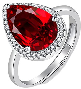 KnSam Verlobungs Ringe Frauen, Träne Design Ehering Vintage mit Tropfen Zirkonia, Versilbert Ring