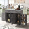 KecDuey Carrito de cocina, isla de cocina con ruedas con superficie de trabajo plegable, 129 x 71 x 91,5 cm, aparador, encimera con vetas de madera maciza, diseño de puerta de almacenamiento (gris)