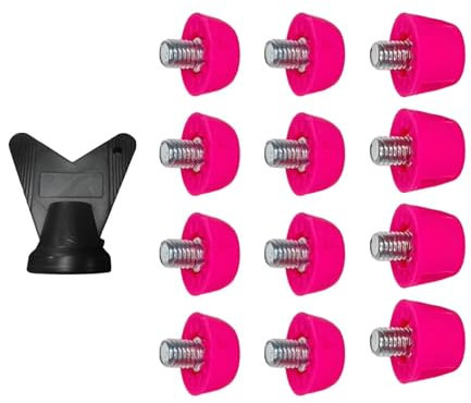 MagiDeal 12x Soccer Studs Replacement Spikes Screw in 7mm 10mm Professional Football Shoe Spikes Rugby Studs for Indoor Outdoor Sports, Pink red