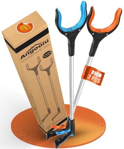 Angooni Lot de 2 pinces de préhension rotatives pour personnes âgées et enfants - Pince de préhension durable améliorée pour déchets - 81 cm