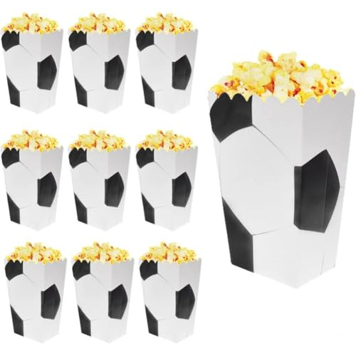 Abbdbd 24 Stück Popcorn-Boxen Fußballmuster, Fußball-Popcorn-Boxen, Fußball-Motto-Party-Dekoration, Popcorn-Boxen, Karnevals-partyzubehör
