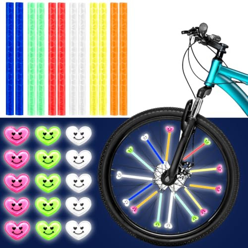 Silkwish Speichenreflektoren Fahrrad Kinder, Speichenreflektoren Set, Reflektoren Fahrrad Speichen, Bunt Speichen Reflektierende, Herz Fahrrad Reflektoren - 360° Sichtbarkeit - Katzenaugen