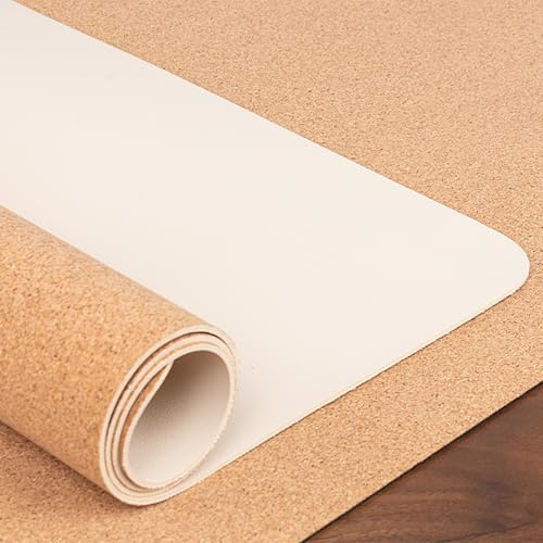 Schreibtischunterlage aus Kork-Leder, doppelseitige Schreibtischunterlage, Schreibtischunterlage, Büro-Schreibtischmatte, wasserdicht, großes Mauspad, Schreibtisch-Schreibunterlage,