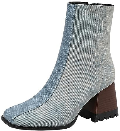 WKAYsIV Tronchetti-Stivaletti-Quadrata-Platform Senza Tacco Rotondo Stivali Colore Scarpe Punta Solida da Fitness Donna 41 Stivaletto Estivo Nero 37 36.99