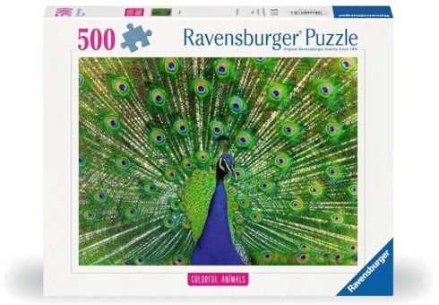 Ravensburger Puzzle 12001332, Colorful Animals - Pfau - 500 Teile Puzzle für Erwachsene und Kinder ab 12 Jahren