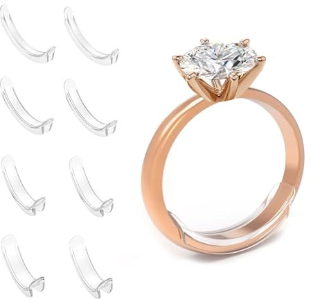 HFMYGS 8 Stück ring verkleinerung, Ringverkleinerer Unsichtbar, Unsichtbarer Ringgrößenversteller für lose Ringe, Ringgrößenversteller passend für Männer und Frauen (Transparent)
