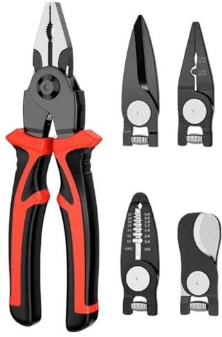 Multi-purpose Pliers, Combination Pliers, Linesman Multi-Purpose Pliers, Heavy Duty Steel Multifunctional Hand Tool, Interchangeable Pliers for Cutting and Crimping Elecr Wire Stripper