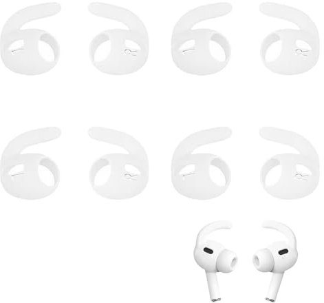 4 Pairs Ear Hooks for AirPods Pro 2, Ear Hooks Covers Anti-Slip Silicone Earhooks with Carrying Pouch, Secure Fit Accessories for Enhanced Comfort Stability, Compatible with Apple AirPods Pro 2nd Gen