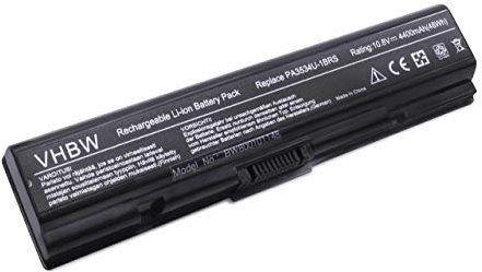 vhbw 1x Batterie Compatible avec Toshiba Satellite Pro L550-1C1, L550-19Z, L550-21F, L550-EZ1702 Ordinateur Portable (4400mAh, 10,8V, Li-ION)