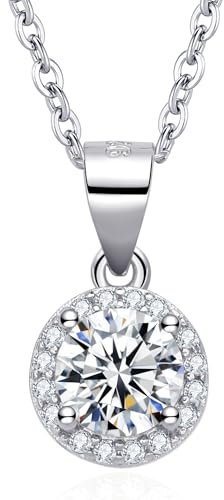 Dada Gioielli - Collana Rotondo 9mm Punto Luce Argento 925 Con Zirconi Brillanti Catenina 45+5cm (Bianco Cristallo)
