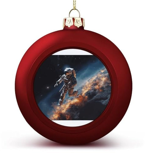 Weihnachtskugel-Ornamente, Astronaut fliegt im Weltraum, bedruckte Weihnachtskugeln, hängende Weihnachtskugeln, Halloween-Deko-Kugeln