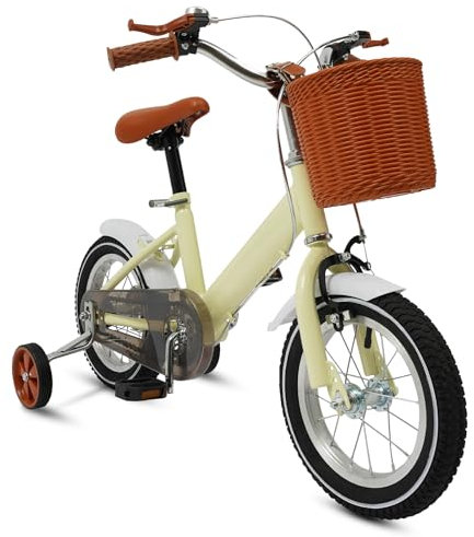 Charocean Kinderfahrrad 12 Zoll Kinderfahrrad für Jungen und Mädchen, Mädchen Fahrrad mit Stützrädern und Korb, Höhenverstellbares Fahrrad für Kinder von 80-110cm, Weiß