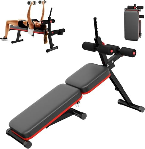 SogesHome Panca pieghevole per bilancieri a casa, allenamento, palestra, sollevamento pesi, sit-up, panca addominale, inclinazione piatta, multiuso, panca pieghevole