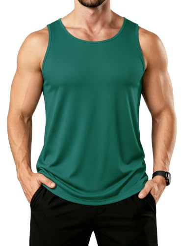 KEFITEVD Mens Sleeveless T-Shirts Gym Running Tank Tops Quick Dry Vests | Lightweight breathable quick dry, polyester and spandex fabric, moisture wicking, gym training vest