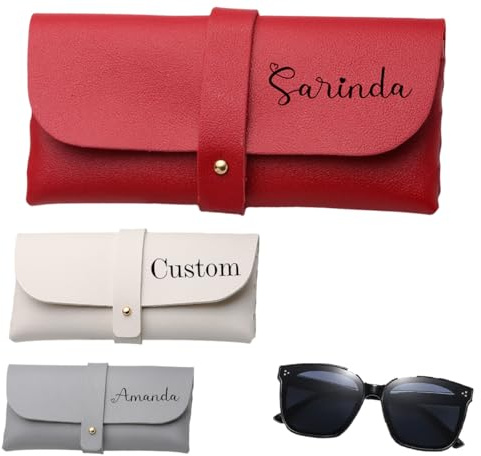 Personalisiertes Leder-Brillenetui Mit Eingraviertem Namen, Personalisiertes Damen-Brillenetui Mit Namen, Herren-Reise-Brillenetui, Sonnenbrillen-Brillenetui, Brautjungferngeschenk