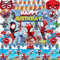 JEXHBFD Decorazione di compleanno per bambini, set di stoviglie per feste di compleanno, set con decorazioni, maschere per gli occhi, palloncini, decorazioni per torte, tovaglia, motivo cartoni