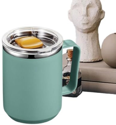 Stainless Steel Mug with Handle - 450ml Double Wall Stainless Steel Mugs | Travel Tumbler, Water Cup with Lid Handle, Modern Insulated Cups for Hot Cold Beverages
