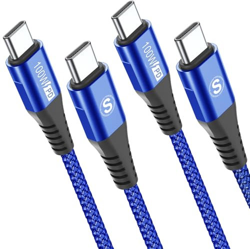 Câble USB C vers USB C PD 100W [3M, Lot de 2], Cable Type C Charge Rapide Nylon Compatible avec iPhone 17 16 15 Pro Max Plus Air, MacBook, i Pad Pro Air, Samsung Galaxy S25 S24 S23 Huawei Pixel Moto