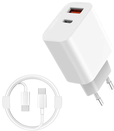 OWYELO 20W USB C Adapter, Ladegerät Set mit 2-Port USB-C/A Steckern, 2x2m Kabel für iPhone 16/15/14 Pro Max, iPad & andere Marken – Schnellladung Adapter Netzteil für Apple(Zweierpack)