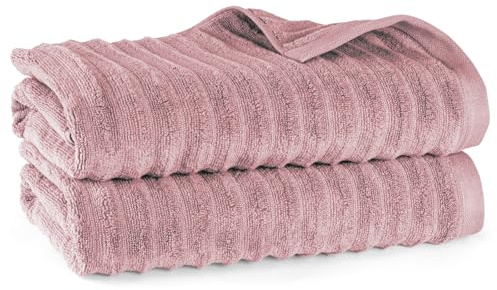 Pure Label Badetuch 2-TLG. 2x70x140cm 100% Baumwolle Oeko-TEX weich, Mauve | Spürbar weich, saugstark und ideal für Bad, Gäste und täglichen Komfort