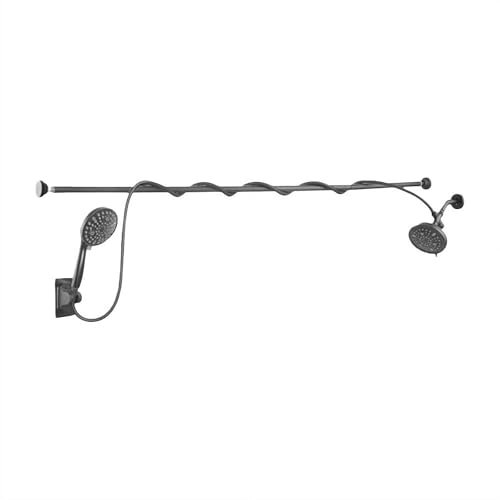 Double Shower Head for Two People Rod, Tandem Shower Head For Couples, Dual Shower Head Fits 2 Person Bathroom (Black) (Black)