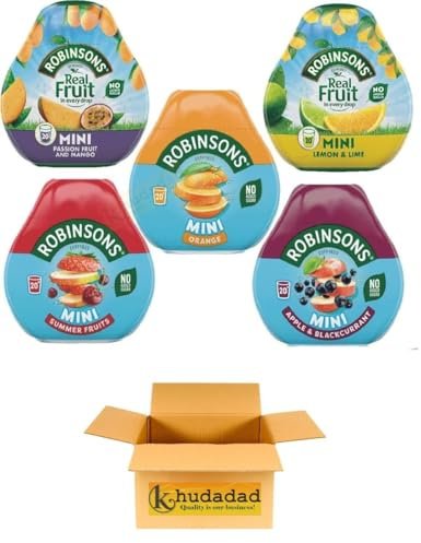 Robinsons Squash’d Mini 5 Flavour Pack – Summer Fruits, Mango & Passion Fruit, Orange, Apple & Blackcurrant, Lemon & Lime – No Added Sugar – Real Fruit in Every Drop