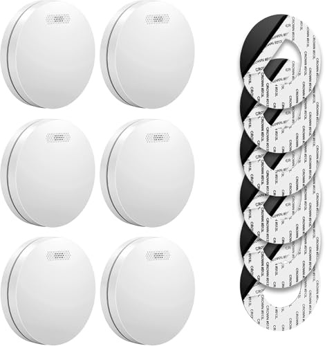 SAVS SM11 Rauchmelder 6er-Pack – 10 Jahre Batterie – Extra dünnes Design – Kein LED-Licht – Montage ohne Bohren – Entspricht europäischer Norm – Feuermelder | 6er Set Rauchwarnmelder mit integrierter 10-Jahres-Batterie, flachem Design, Fotoelektriksensor und Montage ohne Bohren.