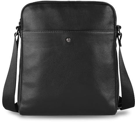 bugatti Black Magic Schultertasche aus Leder, Umhängetasche für Herren in schwarz
