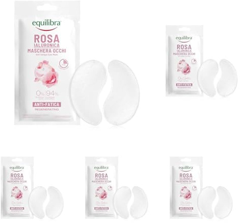 Equilibra, Patch Occhi, Azione Anti-fatica Contro Occhiaie e Borse, 2 Patch, con Estratto di Rosa Damascena, Acido Ialuronico ad Alto, Medio e Basso Peso, Caffeina, ed Estratto di Centella