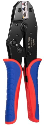 Pinza crimpatrice per capicorda isolata, adatta per 0,5 – 6 mm² (AWG 10 – 20), pinza per capicorda professionale per lavori elettrici, progetti fai da te