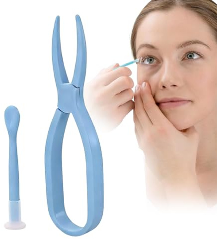YIPFEN 1 pièce Retireur de lentilles de contact,Inséreur, Ventouse pour lentilles souples, rigide, Lens ventouse, Support avec flacon sans ventilation et pince(Bleu)