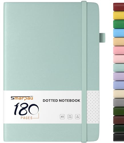Smarpau A5 Notizbuch Gepunktetes, Journal mit 180 Seiten zum Schreiben | 80gsm Papier, Punktiert für flexible Strukturen, Bullet Journal, To-do-Listen, Sketch, Mind Map & Journaling - Aquamarin