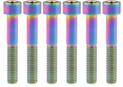 Lot de 6 boulons en Titane M7/M8 x 15, 20, 25, 30, 32, 35, 40, 43, 45, 50, 60, 70 mm, clé Allen, vis à tête Plate, doré, M7, 60 mm
