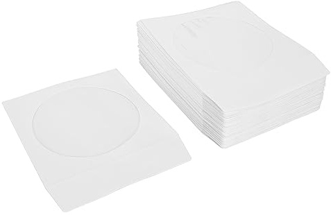 ZAICOLER 100 Stück CD-Hüllen, Durchsichtiges Fenster, Dicke, Wiederverwendbare Papier-CD-Umschläge, Hüllen mit Rückklappe, Ideal für 12 Cm 4,7 Zoll DVD-Discs