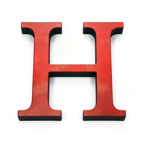 4'' 3D Acrylic Mirror House Numbers 10cm Red Self-Adhesive Adress Plates Sign Sticker 26 Letters Decals Wall Art Mural, for Mailbox Apartment Home Door Exterior Wall Office Garden Yard Street(H)