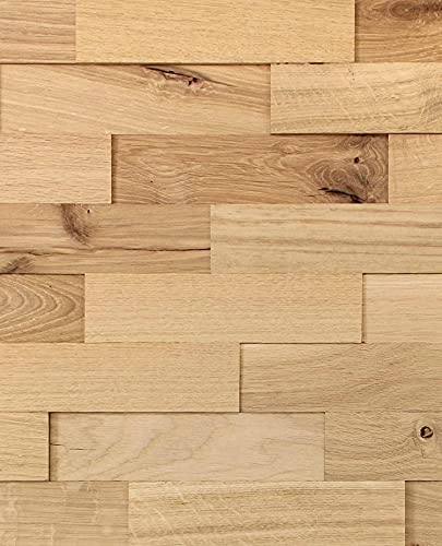 wodewa Wandverkleidung Holz 3D Optik Eiche Rustikal 1m² Wandpaneele Moderne Wanddekoration Holzverkleidung Holzwand Wohnzimmer Küche Schlafzimmer Strukturiert Natur