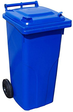 TAP France 03203 Conteneurs Poubelle à Déchets 2 Roues, 120L, 940mm x 480mm x 540mm, Bleu