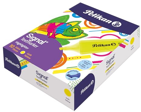 Pelikan Textmarker Signal, 10 x Leucht-Gelb, 10 Stück, mit Keilspitze