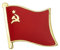 Spilla in metallo dell’URSS, Unione Sovietica, falce e martello e bandiera