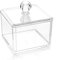 Vetrineinrete® Organizer porta cotton fioc e dischetti struccanti contenitore trasparente quadrato con coperchio richiudibile singolo e doppio accessori arredo bagno (Singolo) D71