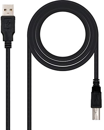 Cable USB 2.0 tipo A/M a B/M, negro, 1.0 m, ideal para conectar impresoras y transferir datos de forma rápida y eficiente.