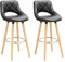 WOLTU Barhocker 2er Set, Barstuhl Küchenhocker Thekenhocker, Hocker mit Rückenlehne Fußstütze, aus Holz Kunstleder, für Bar Küche Theke Restaurant Café, Schwarz, BH111sz-2
