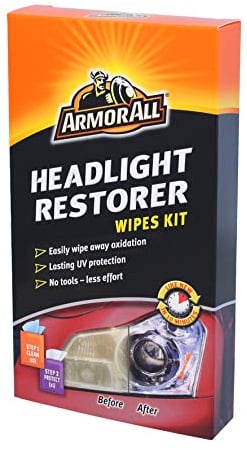 ARMOR ALL Kit Restaurador de Faros - Solución Rápida y Sencilla para Faros como Nuevos, Sin Necesidad de Papel de Lija ni Herramientas, Limpia y Protege en 2 Pasos, Incluye Protección UV