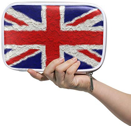 Montoj Federmäppchen mit großer Kapazität, Union-Jack-Motiv, Make-up-Pinsel-Organizer-Tasche aus Leder