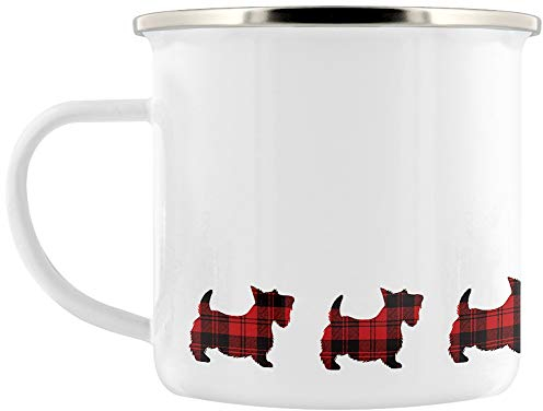 Grindstore Scottie Dog Enamel Mug for Tea or Coffee White 8cm